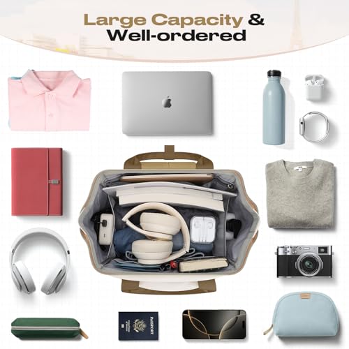 Maelstrom 15.6-17.3" Laptop Backpack with Lunch Box, Work Bag for Women Men - color: Khaki-beige