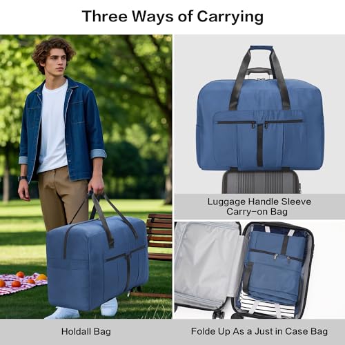 Large Duffel Bag for Travel, Foldable Storage Bag for Traveling, Collapsible Duffle Bag (Blue, 110L) - color: Blue