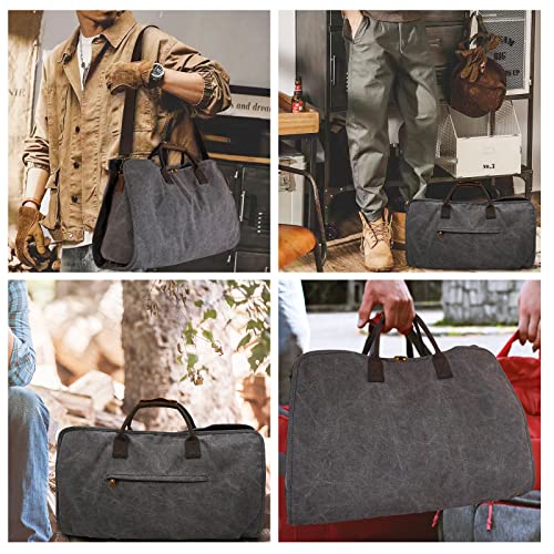2 In 1 Convertible Garment Bag, Carry On Suit Duffle Bag For Men & Women - color: Gray