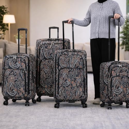 Karriage-Mate 4-Piece Expandable Softside Luggage Set with Spinner Wheels, Lightweight Suitcases for Travel, Durable Luggage Sets for Women Men Business Trip (PSL1) - color: PSL1
