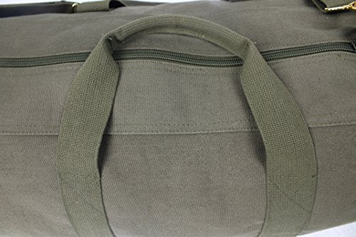 ARMYU Cotton Canvas Large Shoulder Duffle Bag, Olive Drab Military Tote with Straps for Sports, Gym, Work, Everyday, Travel, Camping, Hiking, Overnight, Weekend - Packable, Carryall, Holdall