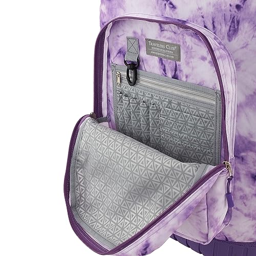 Travelers Club 20" Rolling Backpack with Laptop Compartment, Tie Dye - color: Purple tie, size: 20 Inch