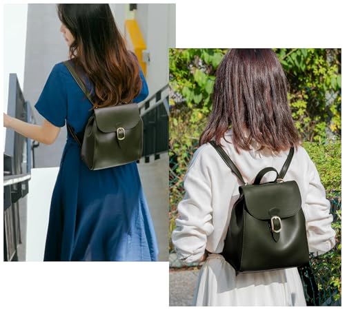 SUNLIGHT LEAVES Simple Vegan 가죽 플랩 3방향 컨버터블 백팩 여성용 클래식 빈티지 인조 가죽 패션 데이팩, 초록색., 빈티지 - color: 초록색.