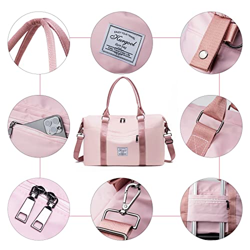 Gym Bag with Wet Pocket, Foldable Travel Duffle Bag Carry On Weekender Bags for Women, Waterproof Overnight Bag for Travel, Gym, Yoga - color: A0-Gray