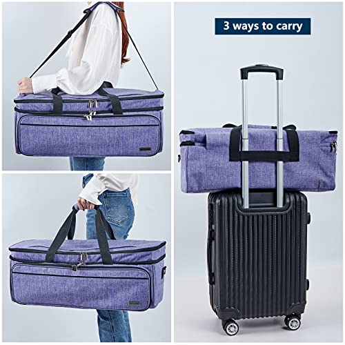 Double Layer Carrying Case with Mat Pocket for Cricut and Tools - color: III-Purple (Double Layer with Mat)