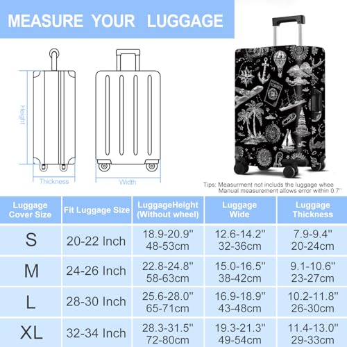 Black Luggage Cover Washable Suitcase Protector Anti-scratch Suitcase cover Fits 24-26 Inch Luggage M - color: Black, size: M(24-26inch suitcase)