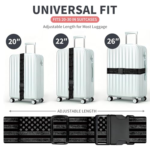 Luggage Strap for Suitcases Adjustable Travel Belt with Quick Release Buckle, Cute Travel Accessories for Suitcase Strap American Flag - color: American Flag