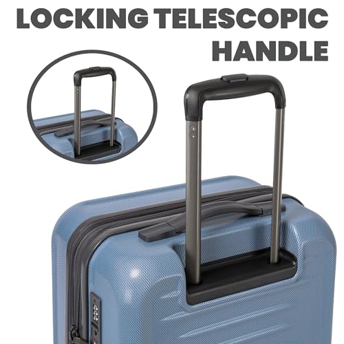 Spyder Rails Expandable Hardside Upright Suitcase with 360 Spinner Wheels, TSA Approved Lock, Denim, Large Checked - color: Denim, size: Large Checked