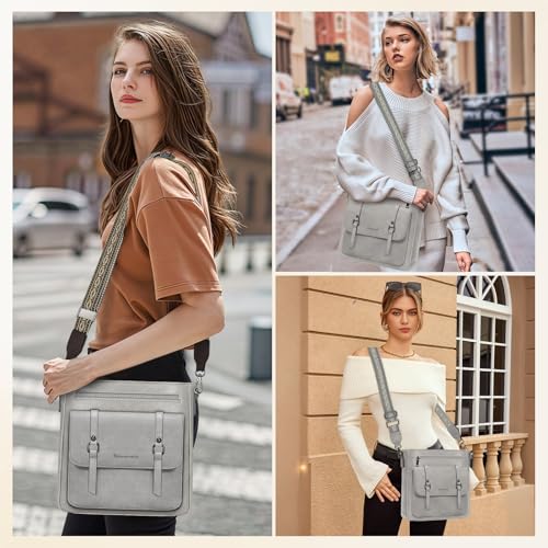 RAINSMORE Crossbody Bag for Women, Waterproof Leather Crossbody Purses - color: Grey