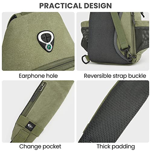 G4Free Canvas Crossbody Sling Bag with RFID Blocking for Women Men - color: Army Green
