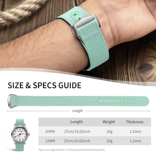 Nylon Watch Strap 20mm 22mm Nylon Watch Band Replacement Single Pass Strap Breathable Military Watch Bands for Men Soft Elastic Watch Straps - color: Lake Blue, size: 20mm