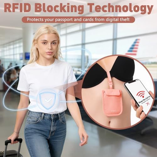 YOYI YOYI RFID Blocking Bra Wallet, Travel Wallet for Credit Cards & Cash - color: Pink