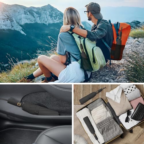 Fogkey 2-Pack Windproof, Waterproof, UV-Blocking Portable Travel Umbrella, Compact Sun & Rain Folding Umbrella, Double Rib Structure, Large Auto Open and Close Car Umbrella - color: BLACK+BLACK