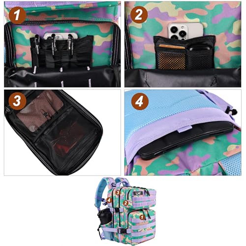 LHI Tactical Military Backpack for Men and Women 25L/35L Army Assault Pack Bag Small Rucksack with Bottle Holder - color: 25l-pgy Camo, size: Small