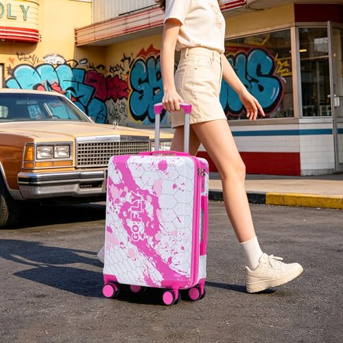 3 Piece Hardside PC Luggage Set, Pink - color: Pink