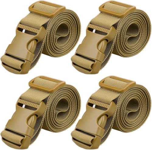 MAGARROW 1.5" Utility Luggage Straps with Buckle Adjustable, 4-Pack (Tan, 1.5 in x 4.5 ft) - color: Tan, size: 1.5 in x 4.5 ft