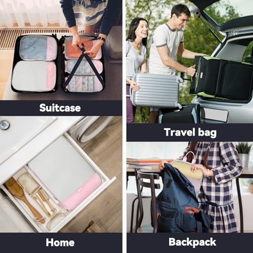 Voova Compression Packing Cubes for Travel, 6 Piece Set, Pink - color: Pink