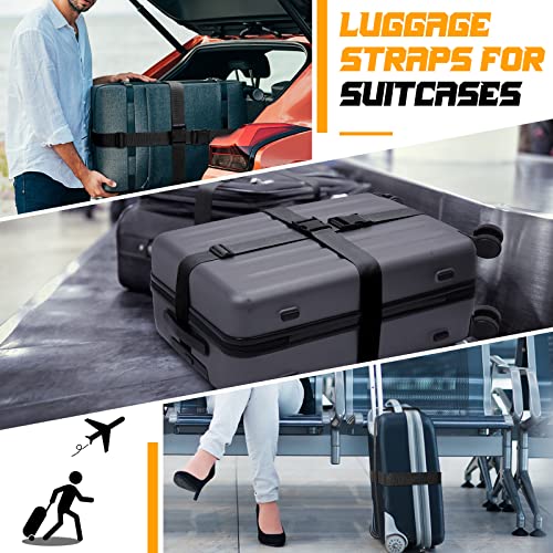 Eccliy 12 Pack Luggage Straps Suitcase Belts Wide Adjustable Packing Straps Travel Belts Accessories for Business Packing(Black) - color: Black