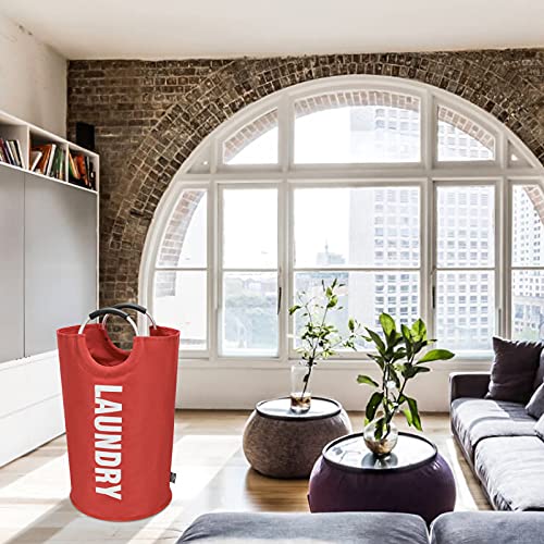 DOKEHOM 90L Large Laundry Basket Bag, Collapsible Tall Hamper, Red - color: Red, size: 90L