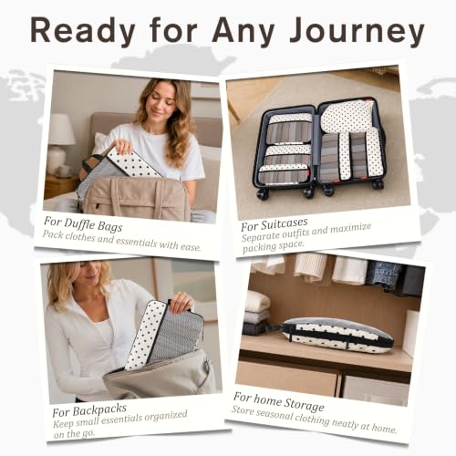 U+U 6 Set Compression Packing Cubes, Travel Organizers (Polka Dot) - color: Polka Dot-02, size: 6 Set