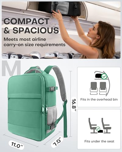 HOTOR Travel Backpack Flight Approved Bag Men Women, Medium Dark Green - color: Dark Green, size: Medium