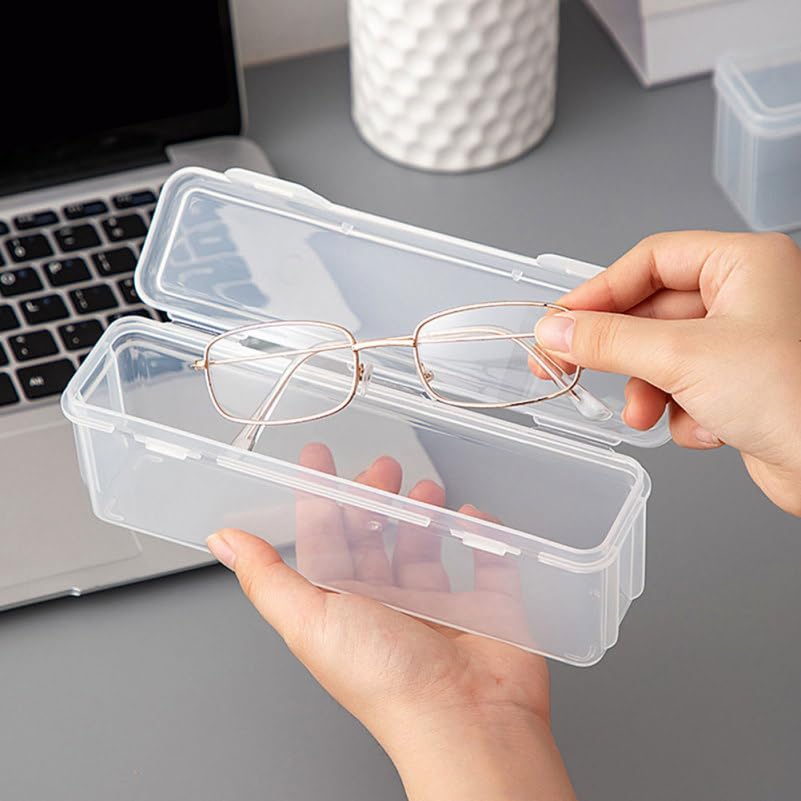 VILLCASE 2-pack Sunglasses Organizer Storage Clear Plastic Eyeglass Cases Portable Travel Eyeglass Holder for Sunglasses Eyewear Tabletop Display 7.08 X 2.36 X 1.88 in