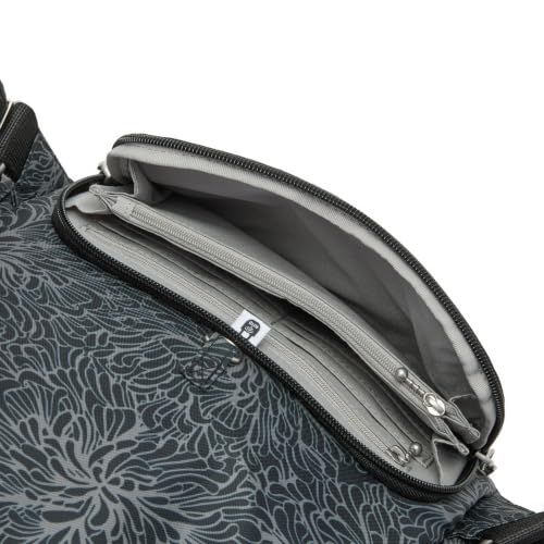 Securtex® Journey Anti-Theft Backpack - Lightweight 10.6"x10.2" RFID Travel Bag w/Locking Zippers, Compact Daypack - color: Midnight Blossom Print