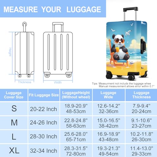 Panda Luggage Cover Washable Suitcase Cover Protector Fit 24-26 Inch Luggage Durable Travel Bag Cover with Zipper Closure M - color: panda, size: M(24-26inch suitcase)
