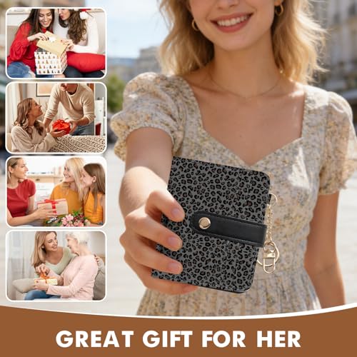 Women Wallet, RFID Blocking Bifold PU Leather Wallet, Small Slim Compact Purse with Clear ID Window & Zipper Coin Pocket, Credit Card Holder for Ladies,1 ID window 8 Card Slots,Leopard print - color: Leopard print