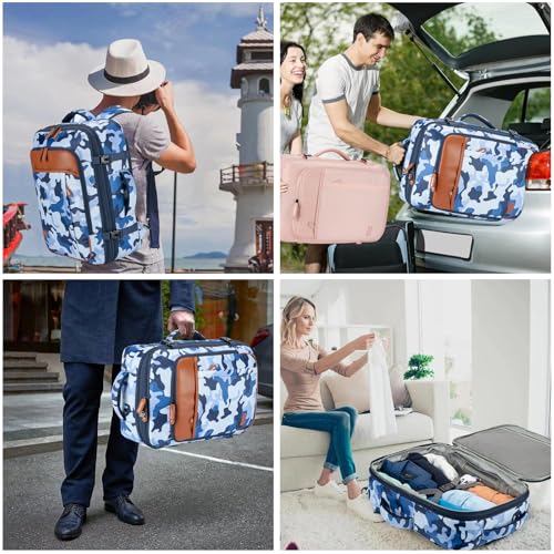 Lumesner 40L Expandable Carry On Travel Backpack with 4 Packing Cubes - color: Camouflage Blue, size: 20 inches