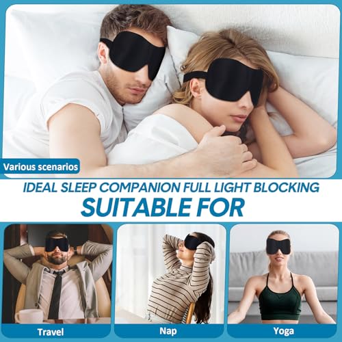 Chicingyou 50 Pack 3D Blackout Sleep Mask Side Sleeper Zero Eye Pressure | Contoured for Lash Extensions, Adjustable Strap, Complete Light Blocking, Soft Breathable Fabric, Travel Essential