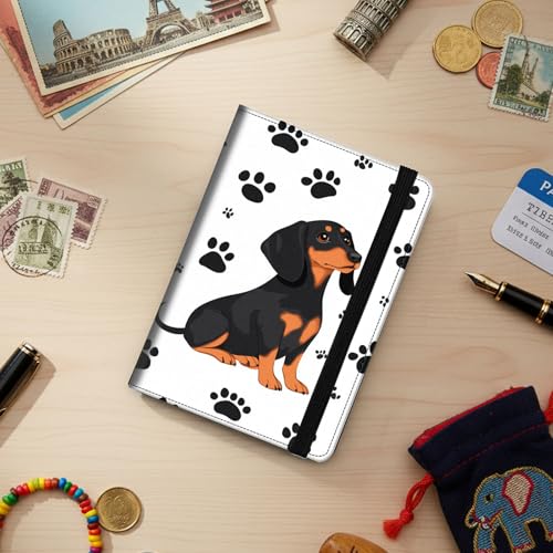 Bxgolkgd Passport Cover,RFID Blocking,Large Capacity Multi-Slot Travel Passport Wallet for Men & Women - Cute Dachshund - color: Cute Dachshund