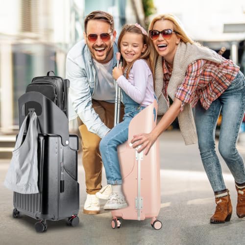 MRPLUM Ride On Luggage with Foldable Seat&Seat Belt,Pink - color: Pink