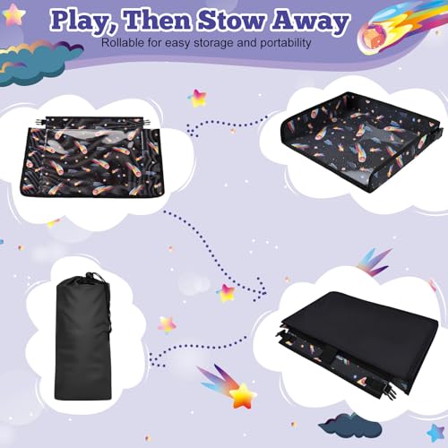 Airplane Tray Table Cover for Kids Organizer with Pockets Black - color: Black
