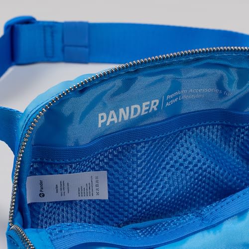 Pander Crossbody Belt Bag for Women and Men, Travel and Everyday Use | Nylon belt bag with three mesh pockets, wide zipper opening and adjustable strap for crossbody or waist wear - color: Cloud Blue