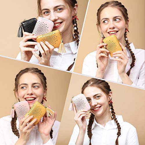 APHISON RFID Credit Card Holder Zipper Card Case Keychain Small Wallet for Women 1927 BROWN - color: 0-4BROWN(single zip)