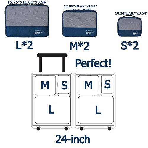 Packing Cubes Set Travel Luggage Organizers Suitcase Lightweight Accessories Navy Blue - color: Navy Blue