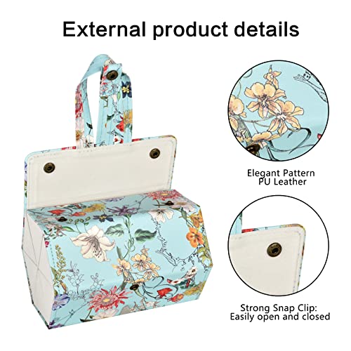 MEGREZ 6 Slots Sunglasses Organizer Box, PU Leather Foldable Eyeglasses Case, Portable Sunglasses Case, Sunglasses Holder - color: Blue-flowers