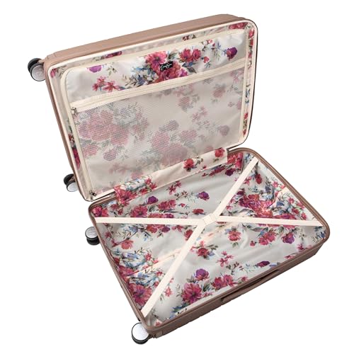 Jessica Simpson Countryside 2-Piece Set (21" & 30") Expandable 8-Wheel Spinner Large Checked Luggage Suitcase, Mocha Mousse - color: Mocha Mousse, size: 2-Piece Set