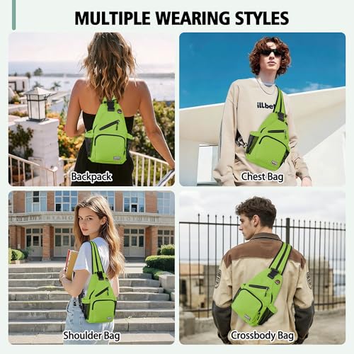 Geestock Convertible Sling Bag Crossbody Backpack for Women Men, Green - color: Green, size: Large