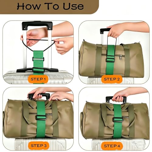 2Pack Adjustable Luggage Straps for Suitcases, Connect Bag to Suitcase (Green) - color: Green
