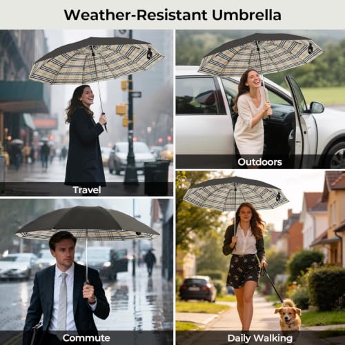 LLanxiry Compact Travel Umbrella, Windproof Automatic Umbrellas for Rain - color: Inverted-Navy, size: 44 Inch
