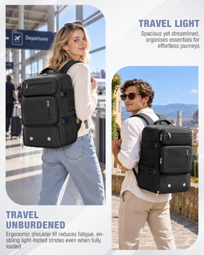 suradar Travel Backpack, 180° Open Laptop Backpack with Shoe Compartment - color: W3-black