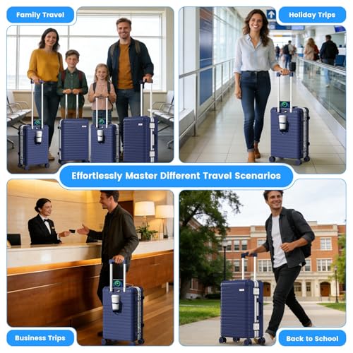 20 Inch Carry on Luggage Airline Approved, Zipperless Hard Shell Suitcase - color: Navy blue, size: 20 Inch