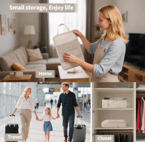 6 Set Compression Packing Cubes, Expandable Luggage Organizer Bags for Travel Essentials (6D-Light brown) - color: 6D-Light brown