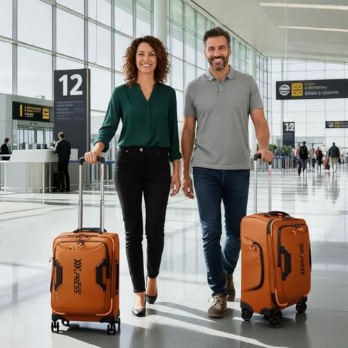 2-Piece Set(22/26in) Softside Luggage Sets w/Spinner Wheels - color: Orange, size: 2-Piece Set (22"/26'')