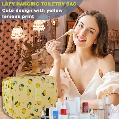 L&FY Hanging Travel Toiletry Bag For Women Travel Makeup Cosmetic Organizer Pouch Men's Dopp Kits With Handle,Hook