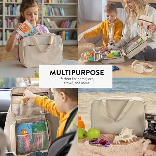 Mothercould Large Kids Travel Organizer, Hanging Bag With Hook, Beige - color: Beige, size: Large