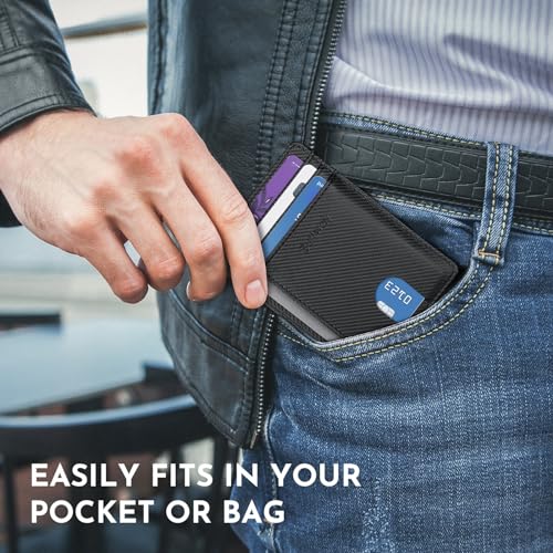 Buffway Slim Minimalist Front Pocket RFID Blocking Leather Wallets for Men and Women - Peak Black - color: Peak Black