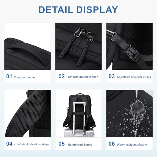 BAGOK Carry On Travel Backpack, Expandable Extra Large Airline Approved,Lightweight Daypack for Men and Women(Black) - color: B-black, size: Medium